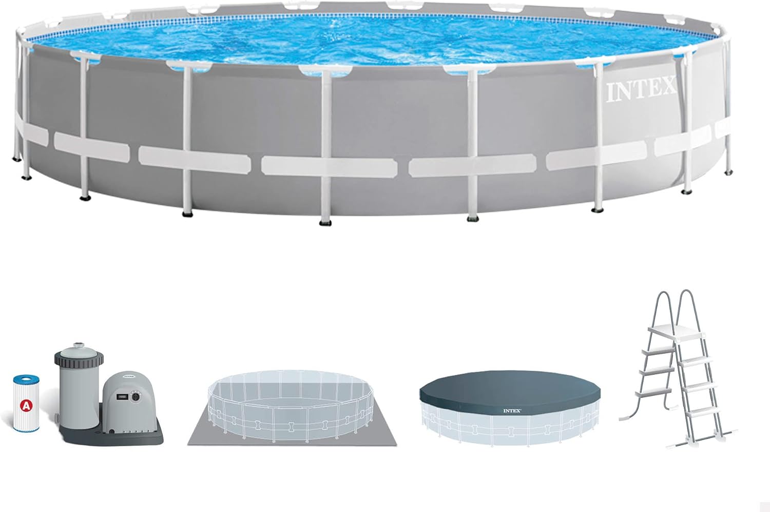 Intex kit Piscine Prism Frame Ronde Tubulaire (ø) 6,10 x (h) 1,32m