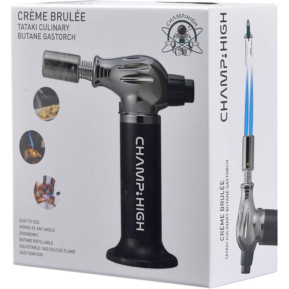 CHAMP HIGH - Chalumeau de Cuisine essionnel - Br?leur de Cuisine 18,5 cm - Patisseries, les Desserts, la Crème Br?lée, le Camping : Cuisine et Maison