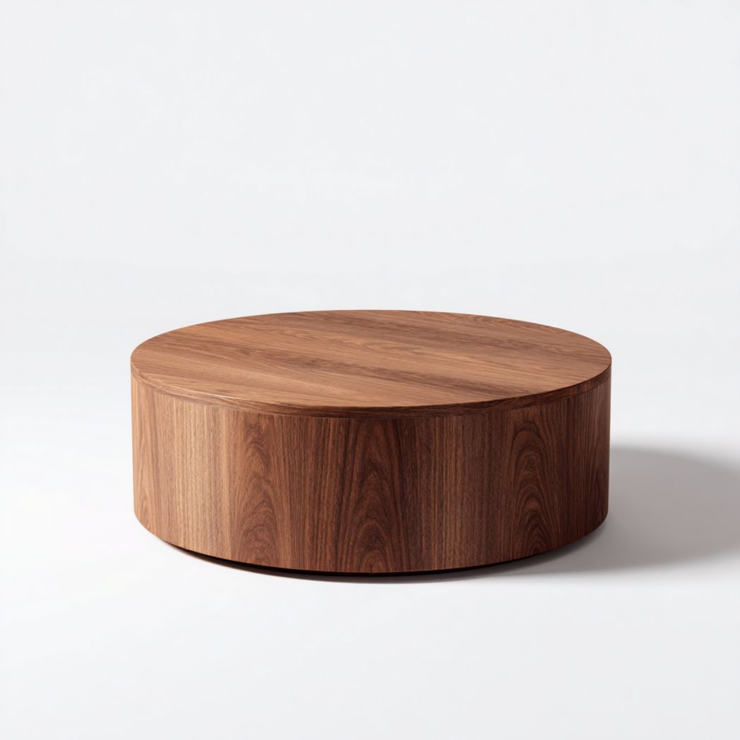 Table basse ronde en bois de noyer
