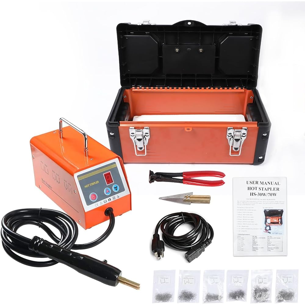 BELEY 30W Voiture Pare-chocs Kit de Réparation Soudeur en Plastique, 220V Hot Agrafeuse Machine de Soudure électrique en Plastique avec 600pcs Staples : Bricolage
