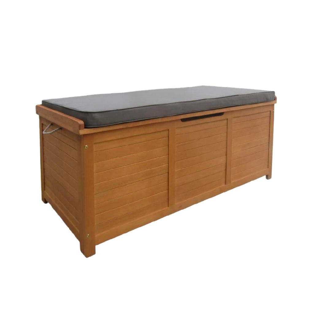 Coffre de rangement extérieur en bois avec coussin, banc de jardin multifonction