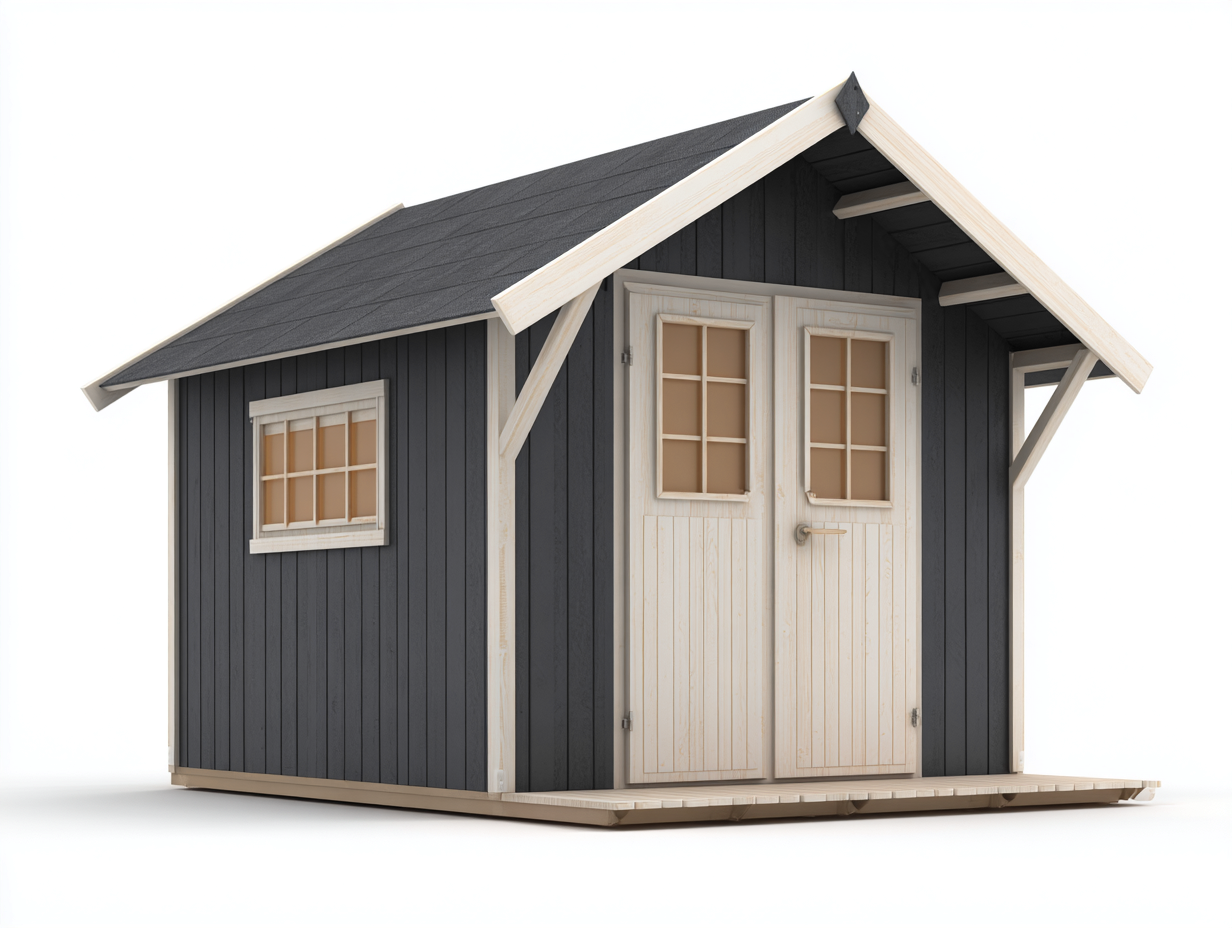 Abri de jardin bois 300x220x250 cm - gris/bois naturel - usage extérieur