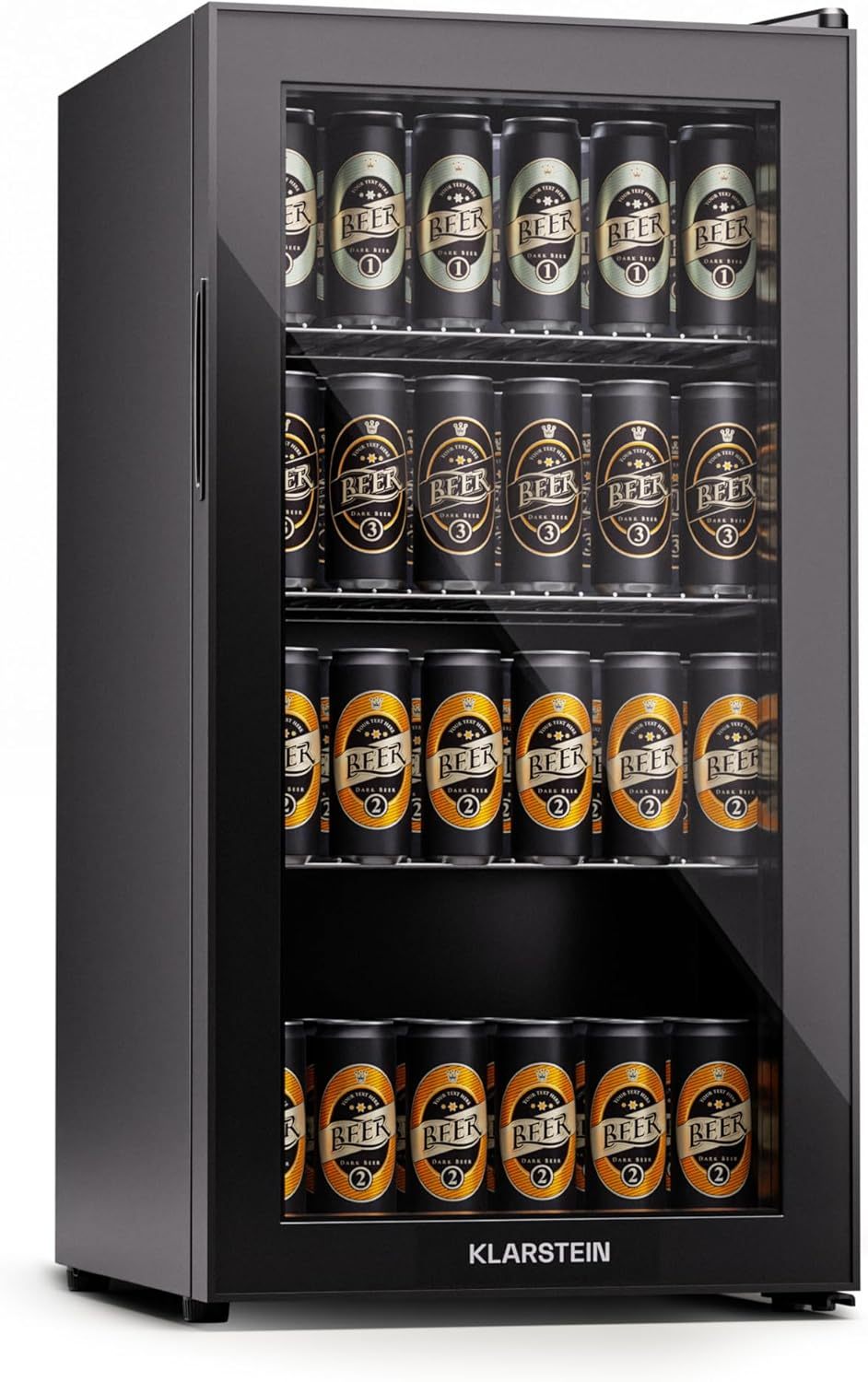 Klarstein Mini Kühlschrank mit Glastür für Zimmer, Getrnkekühlschrank mit Verstellbaren Ablagen, Kleiner 80 Liter, Indoor/Outdoor Kühlschrank Leise