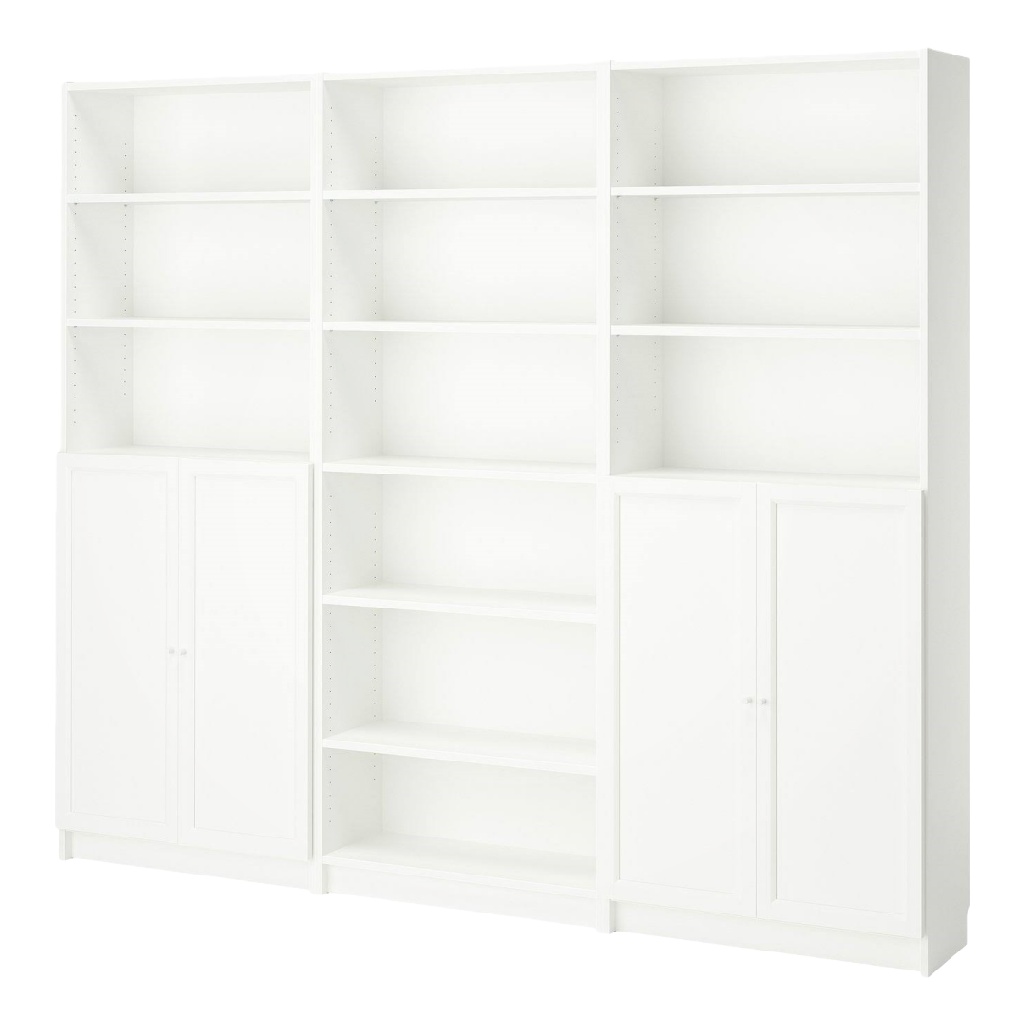 Grande bibliothèque blanche avec portes – meuble de rangement mural 3 modules