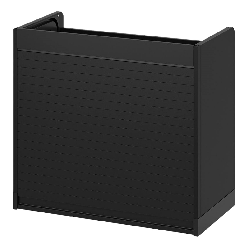 Buffet bas noir à porte à enrouleur — design moderne