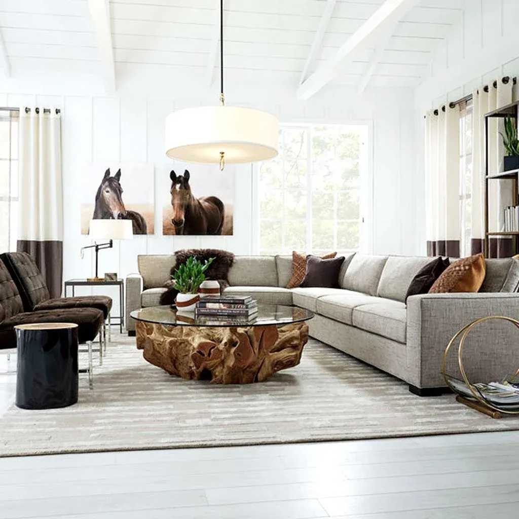 NAGA Couchtisch aus Wurzelholz rund  100 cm mit Glasplatte - Google Shopping