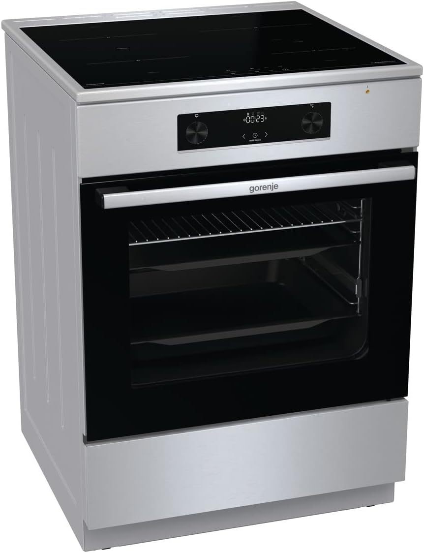 Gorenje GEIT5C61SPG Standherd mit Induktionskochfeld, 50 cm, 70 Liter,Silber, PerfectGrill, AirFry, FrozenBake, Pizza Mode 300°C, AquaClean, Made in Europe, inox