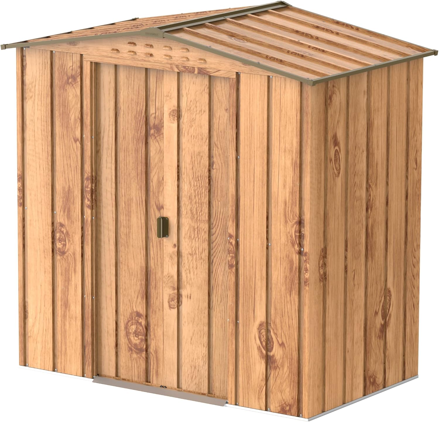 Duramax TOP Shed 6 x 4 (2.17 m²) Abri de jardin en métal, fabriqué en acier galvanisé, structure de toit renforcée, abri de jardin en métal sans entretien et résistant aux intempéries, Grain de bois