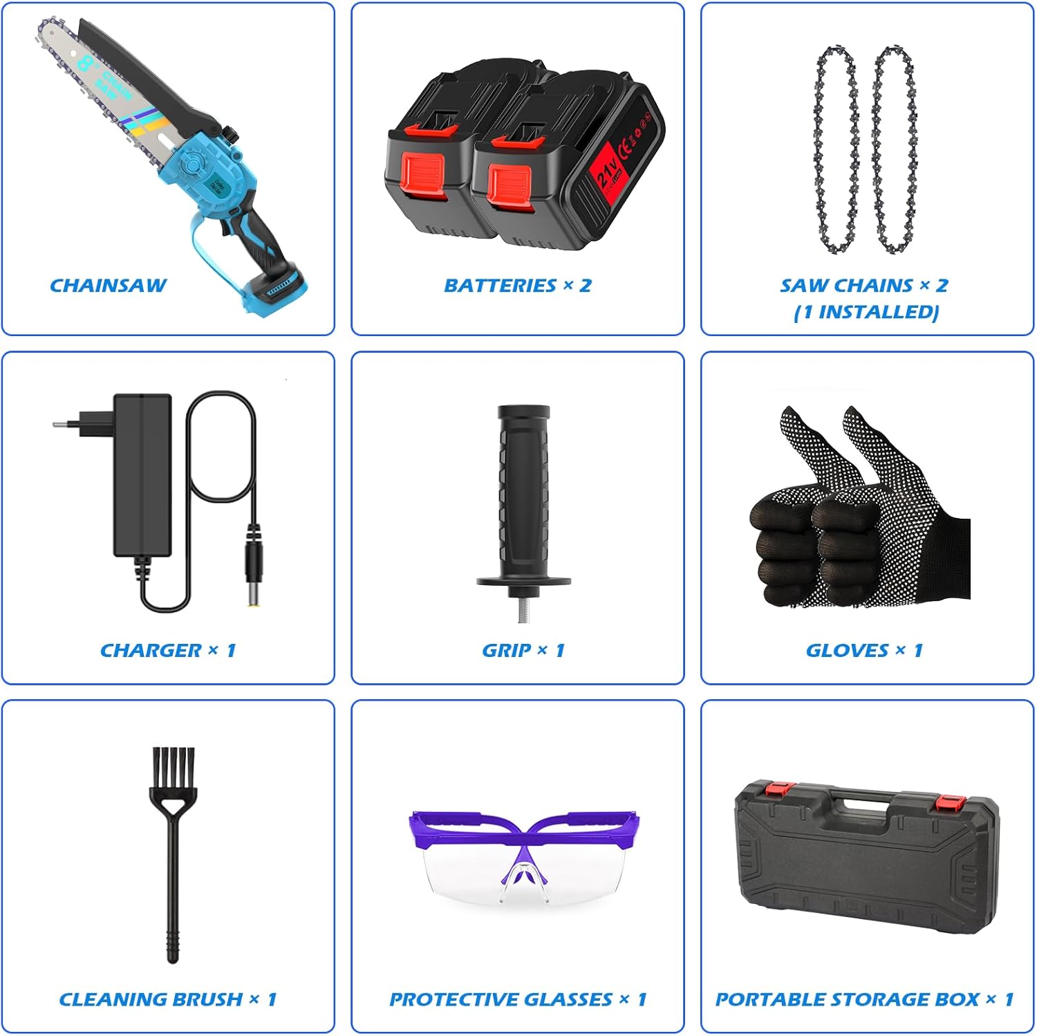 8000mAh Brushless Mini Tronconneuse a Batterie, 8 Pouces Mini Tronconneuse Electrique Sans Fil, Trononneuse à Main pour la Coupe du Bois, Les Branches d'arbres, l'élagage le Jardin