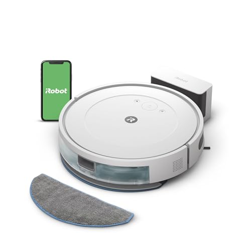 iRobot Roomba Combo Essential (Y0112)   Robot Aspirateur et Laveur Connecté   Efficace et Puissant   Système de Nettoyage en 4 étapes  3 Niveaux d'aspiration   Programmable Via Application ou Voix : Cuisine et Maison
