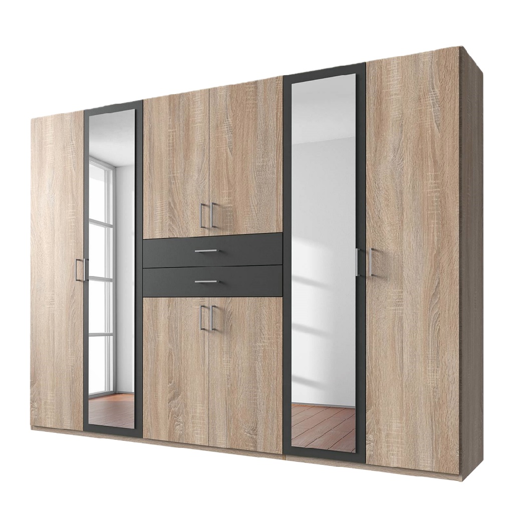 Armoire en bois avec miroir et tiroirs