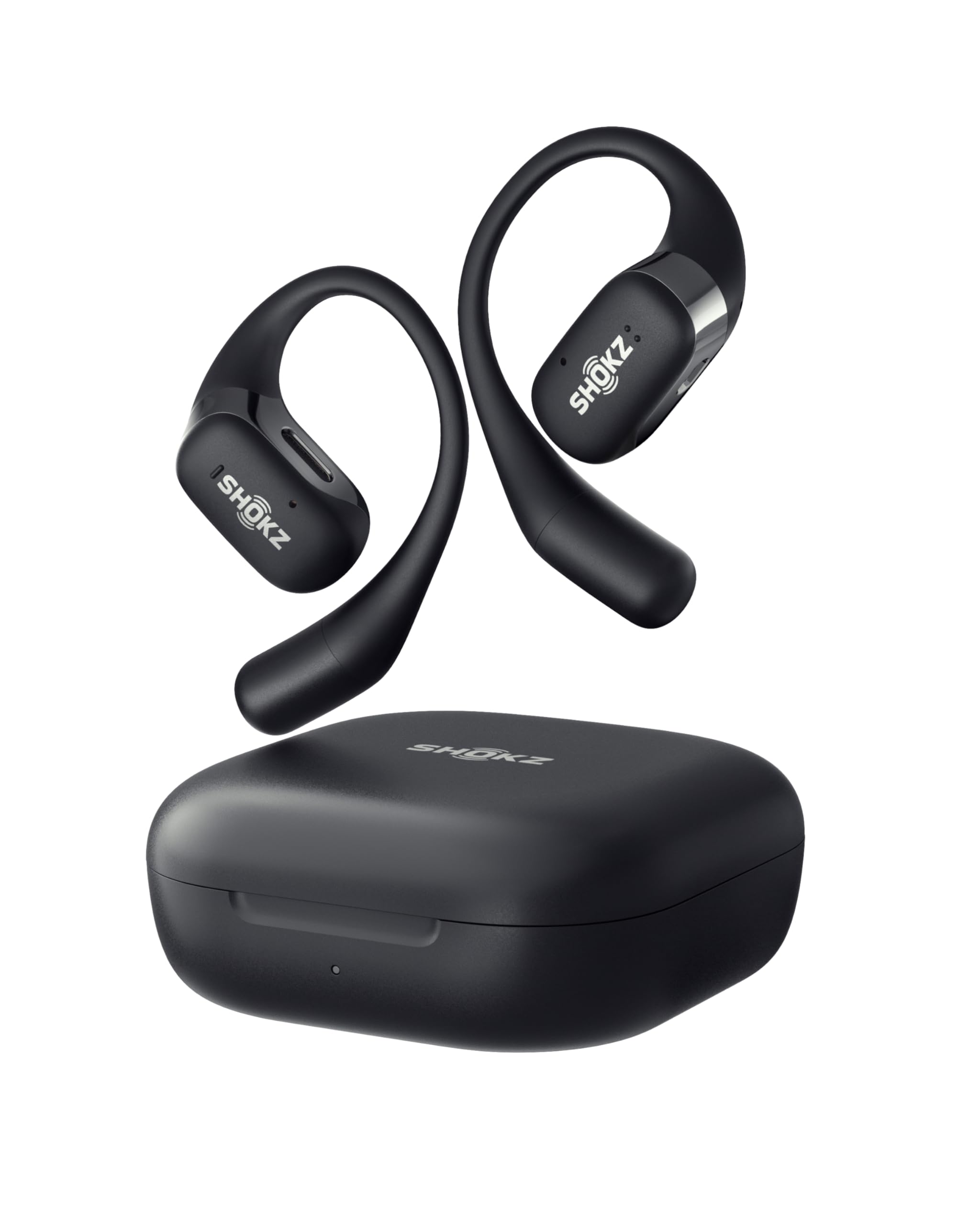 SHOKZ [2023 Nouveuté] OpenFit Écouteurs Bluetooth sans Fil-Casque Audio avec Micro Intégré-Confort aux Oreilles Libres Léger-Recharge Rapide-28h d’Autonomie-pour Appel Music l’Usage Quotidien-Noir