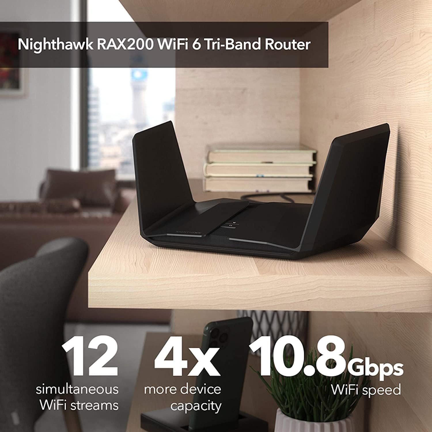 NETGEAR Routeur WiFi 6 AX12 Nighthawk Tri-Bandes 12 flux (RAX200)