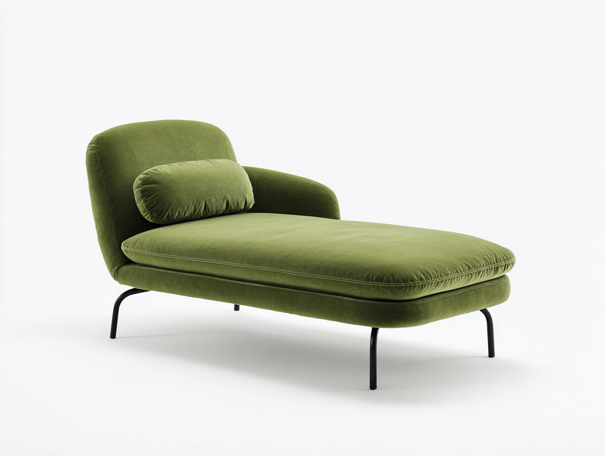 Chaise longue velours 168x76x85 cm - vert - design moderne