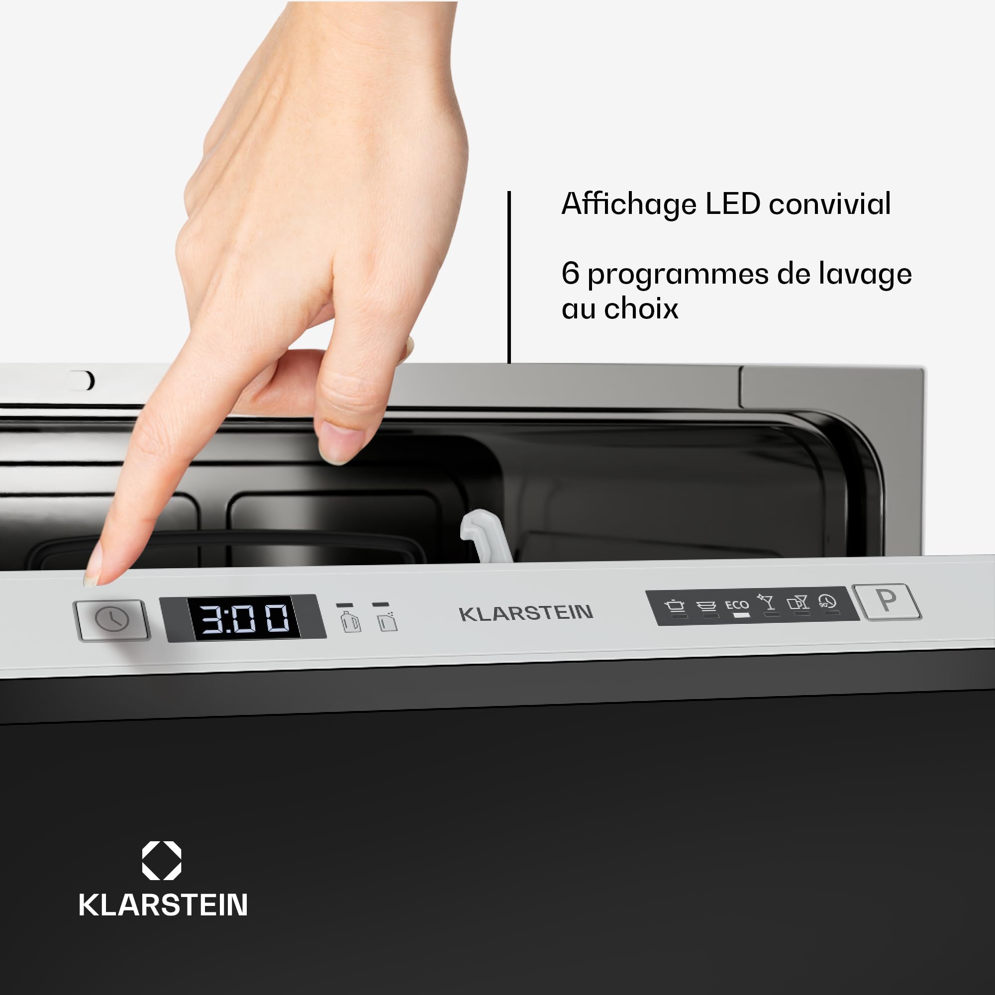 Klarstein Lave Vaisselle Encastrable - Compact 45 cm, 6 Couverts, Programme UV Hygiène, AquaStop Sécurité, Classe Énergie D, Silencieux 47 dB, Command