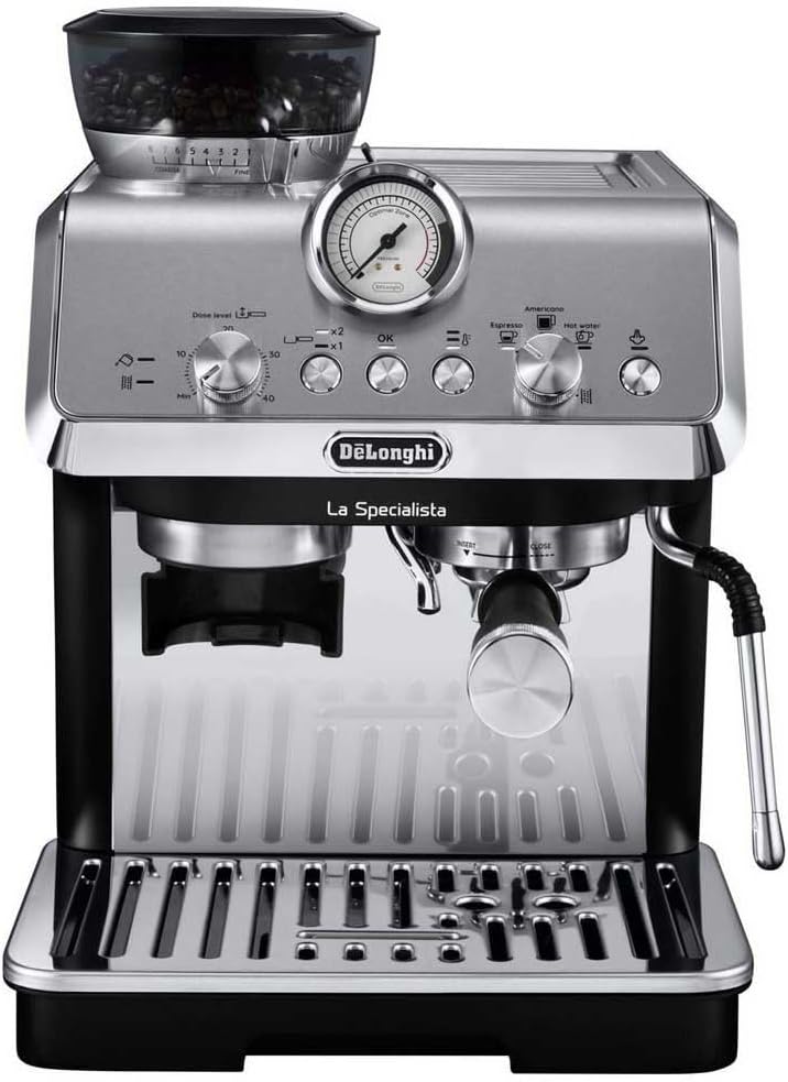 De'Longhi La Specialista Arte EC9155.MB, Machine Expresso Manuelle, Moulin intégré avec 8 finesses de mouture, Contrôle Actif de la Température, Buse vapeur MyLatte Art, Métal/Noir [Classe énergétique A+]