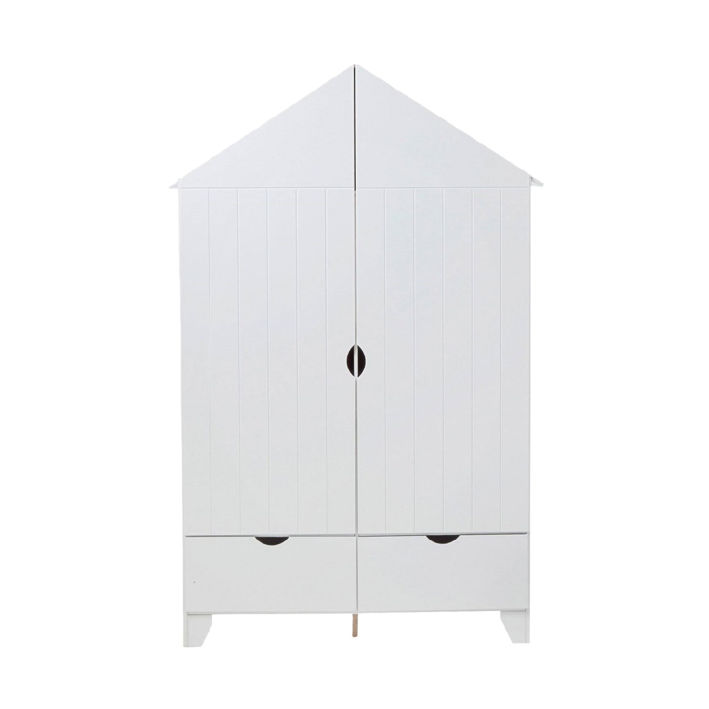 Armoire de Rangement en Bois Blanc en Forme de Maison