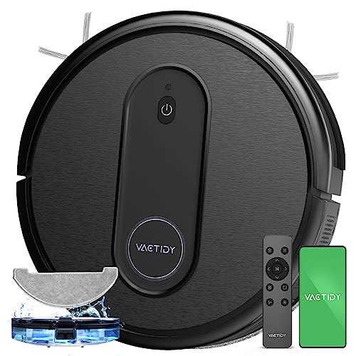 Vactidy Aspirateur Robot T7, Robot Aspirateur Laveur 2 en 1, 120min d'Autonomie, App/Alexa/Siri/IFTTT Contrôle, Mince et Silencieux,Idéal pour Les Poils d'animaux, Cheveux, Poussière… : Cuisine et Maison