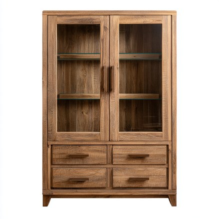 Buffet en teck avec deux portes et trois tiroirs