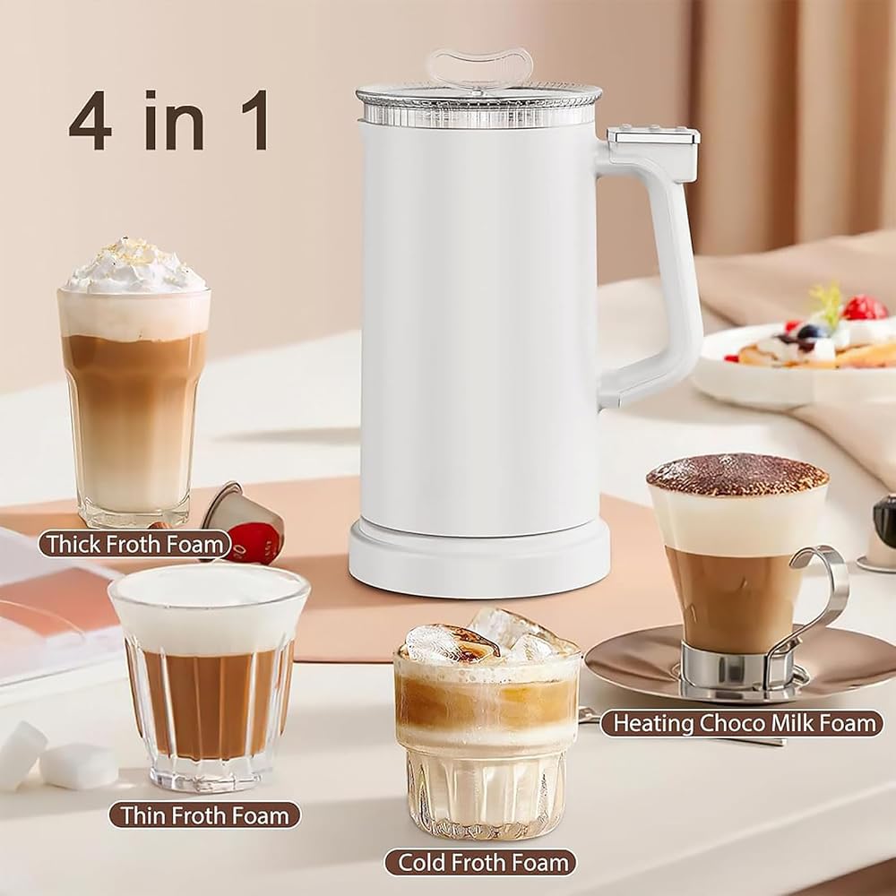 Mousseur à Lait électrique, cuiseur Vapeur et Chauffage de Grande capacité de 350 ML avec 4 réglages de Lait, Facile à Nettoyer, Machine électrique à Mousse de Lait Chaud et Froid de 500 W pour café : Cuisine et Maison