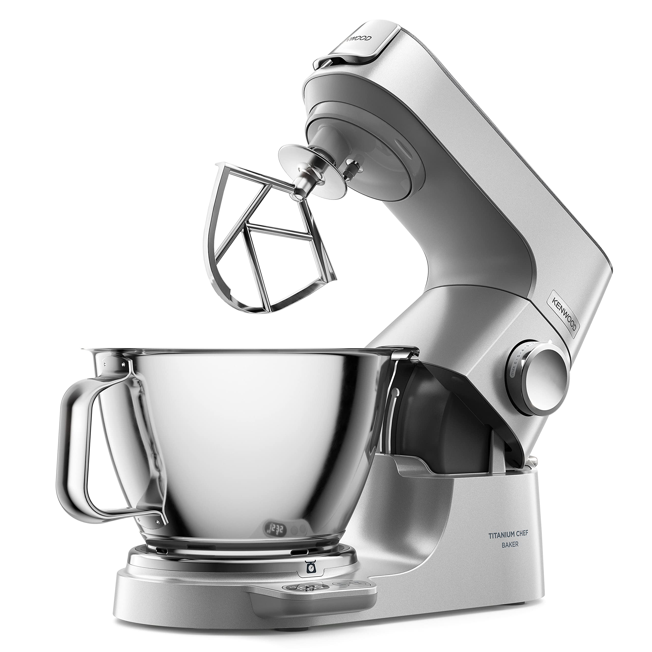 Kenwood Titanium Chef Baker KVC85.004SI Robot Patissier avec Balance Intégrée, Inclus Ensemble Pâtisserie 3 Pièces, Bol de Mélange de 5L et 3.5L, Régu