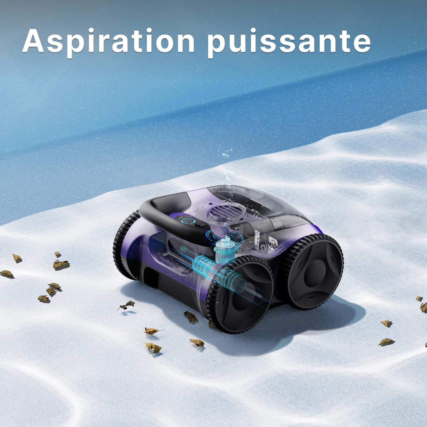 Niya Sonar 20 par Les créateurs de Dolphin - Jusqu'à 1h30 de Nettoyage sans Fil du Fond, Navigation par Sonar Intelligent, pour piscines Hors-Sol et enterrées Simples, jusqu'à 8 mètres de Longueur