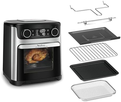 Moulinex Easy Fry air fryer, multicuiseur et four, 15 L, 9 programmes, friteuse sans huile, 3 niveaux de cuisson, compact, extra crisp, noir, AL556DF0, Acier Inoxydable : Cuisine et Maison