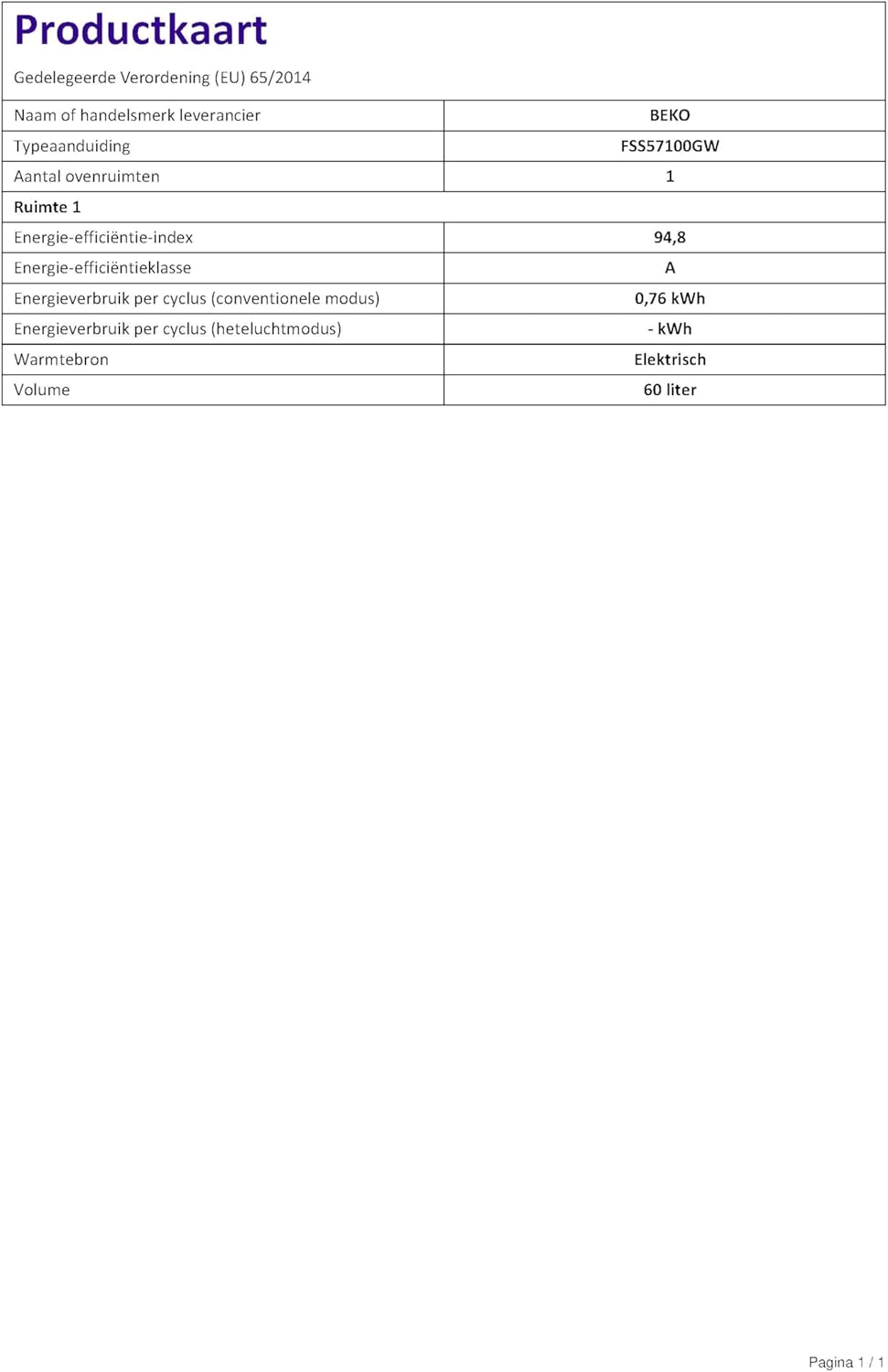 Poêle vitrocéramique BEKO MENAGER FSS 57100 GW