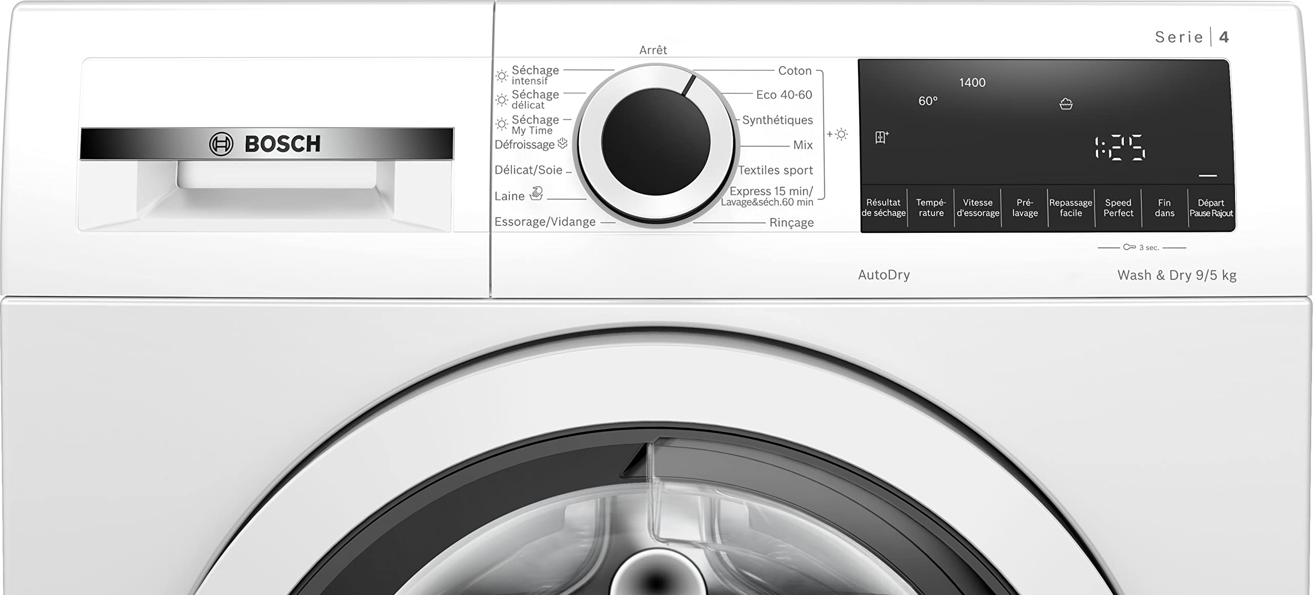 Bosch WNA144V0FR, Série 4, Lave linge séchant, 9/5 kg, 1400 trs/min, Blanc