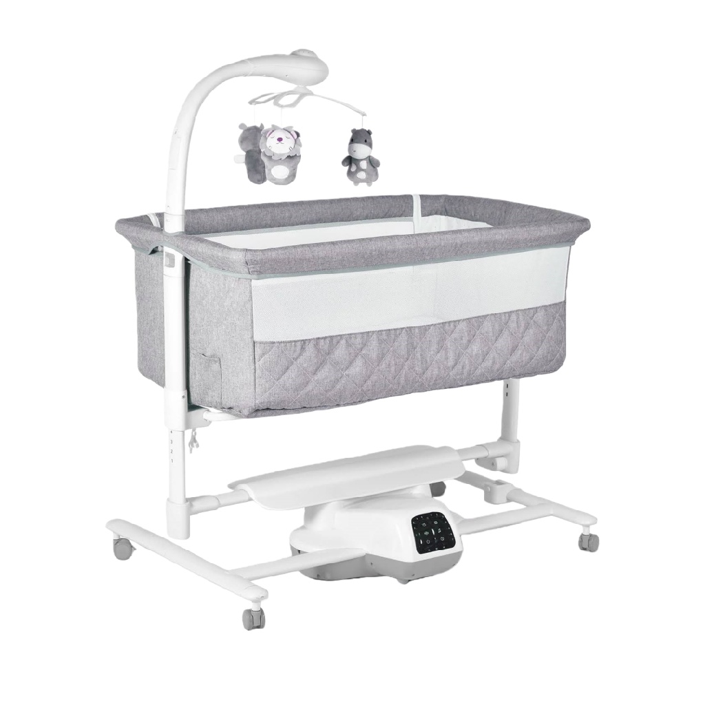 Berceau électrique intelligent bébé – balancement automatique – hauteur réglable – roulettes et arche de jeux