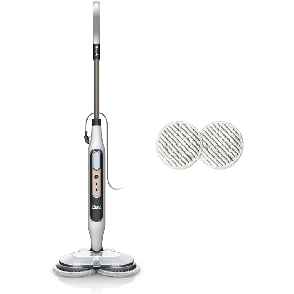Shark Steam Mop, balai automatique à vapeur et à récurer, 2 tampons rotatifs, 3 réglages vapeur, assainit, élimine taches et saleté, utilisation sur tous les sols durs scellés, blanc et gris S8201EU : Cuisine et Maison