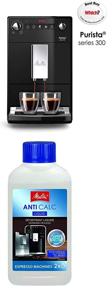 Melitta, Purista, Argent, F230-101 Machine à Café et Expresso 1L Automatique avec Broyeur à Grains, Compacte, Silencieuse