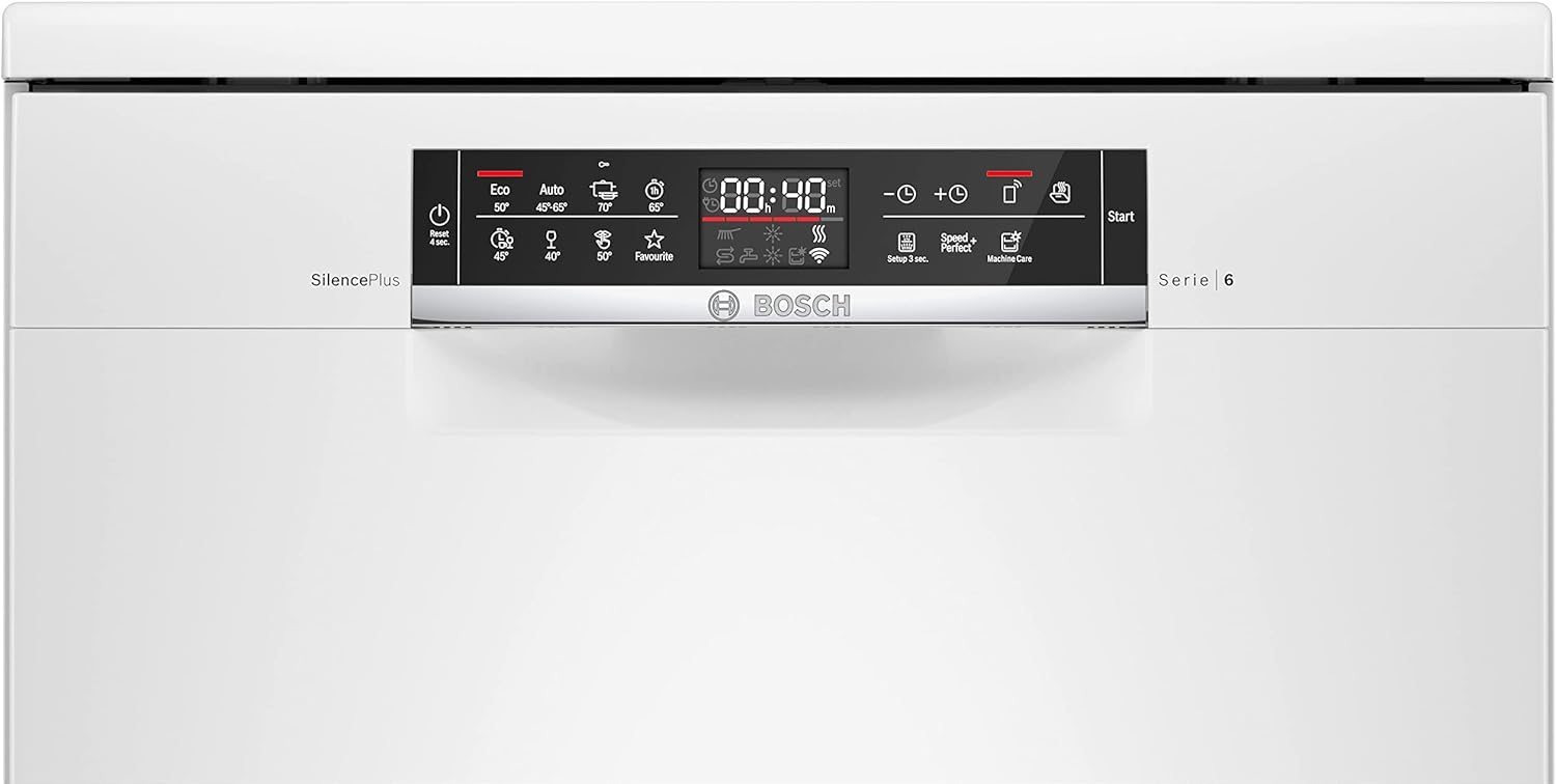 Bosch SMS6ECW93E - Série 6 - Lave-vaisselle pose-libre - Home Connect - 13 couverts - Silence Plus 40 dB - Blanc [Classe énergétique D]