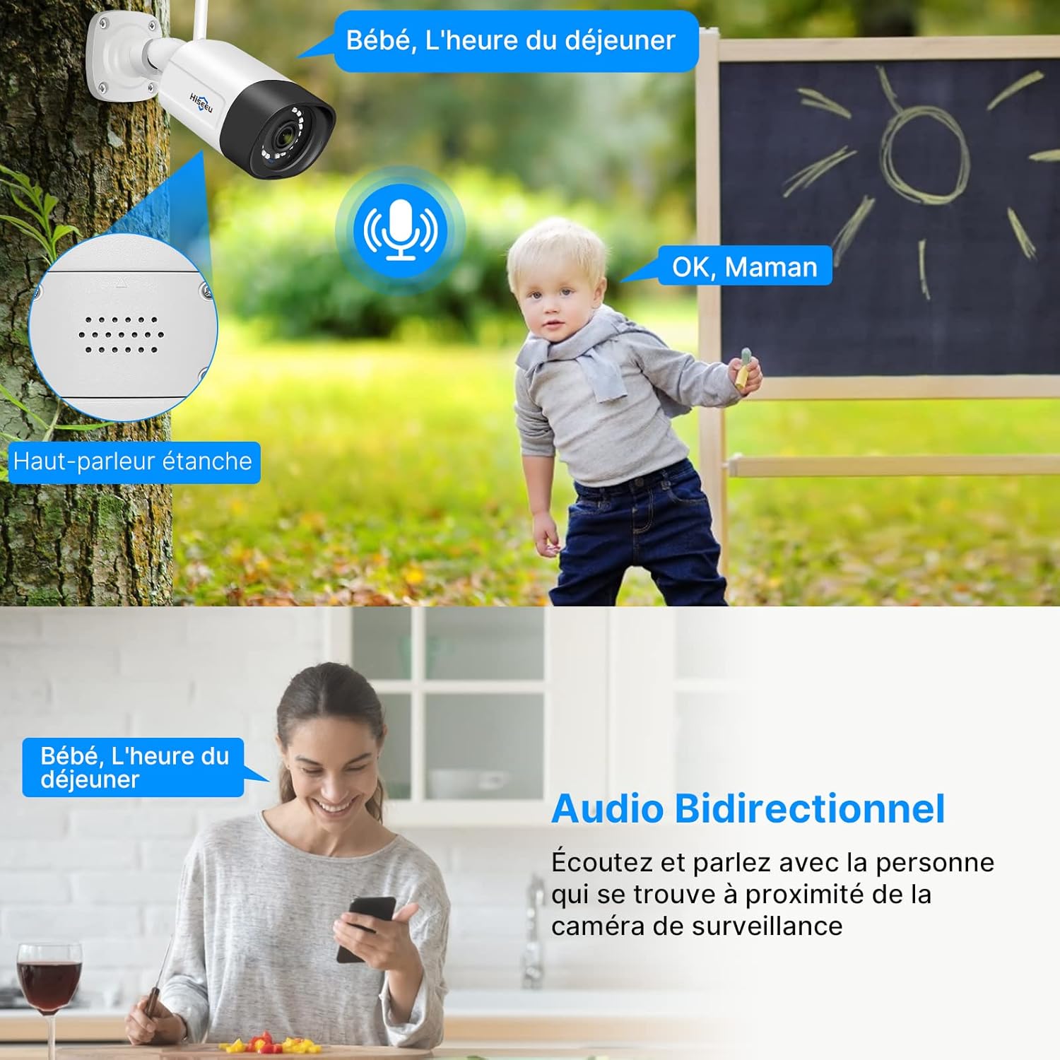 【5MP+Vision Nocturne en Couleur】 Kit Caméra de Surveillance WiFi Extérieure
