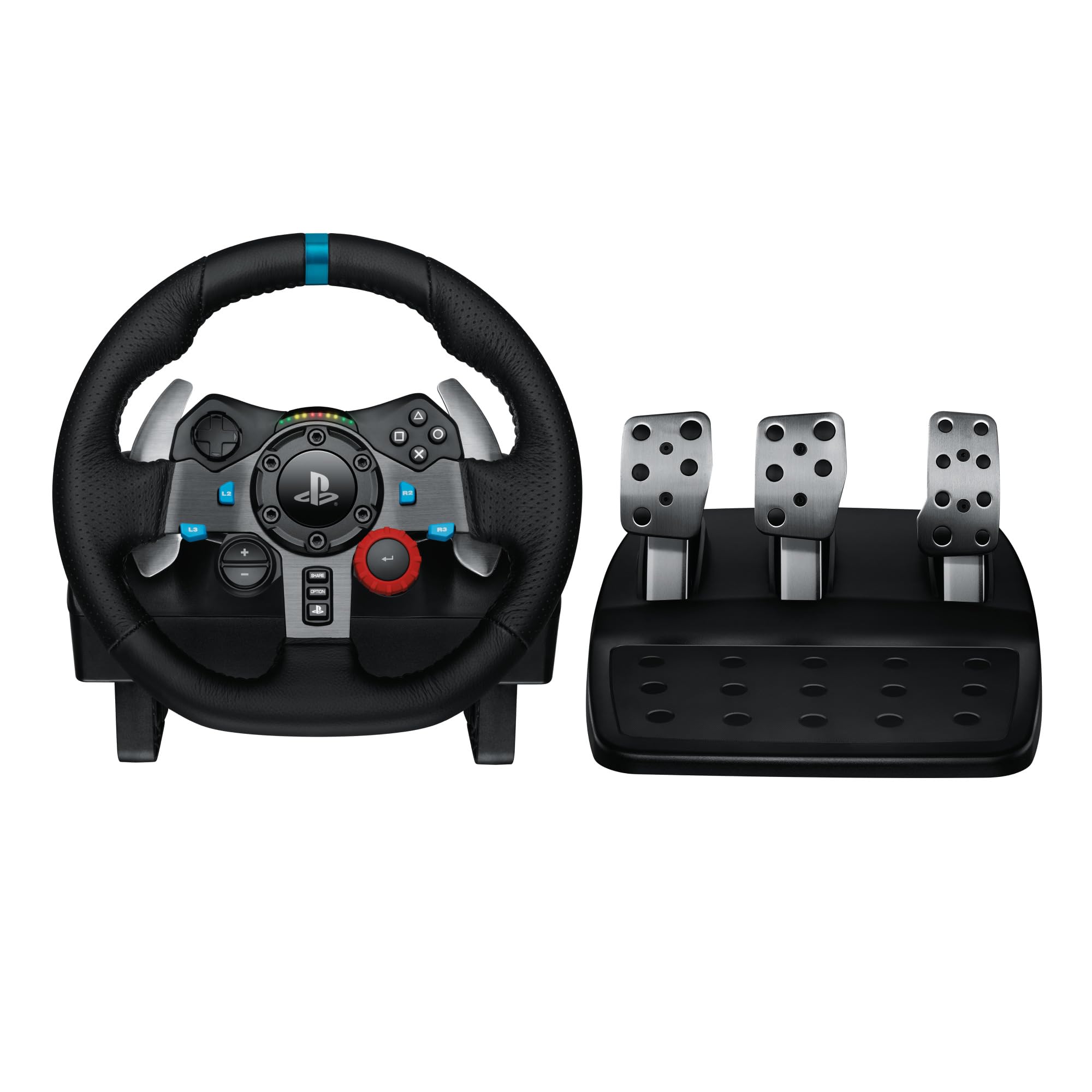 Logitech G29 Driving Volant de Course en Cuir avec Pédales, Retour de Force Réaliste, Palettes Volant en Acier Inoxydable, Rotation à 900°, Prise EU, PS5, PS4, PC, Mac – Noir