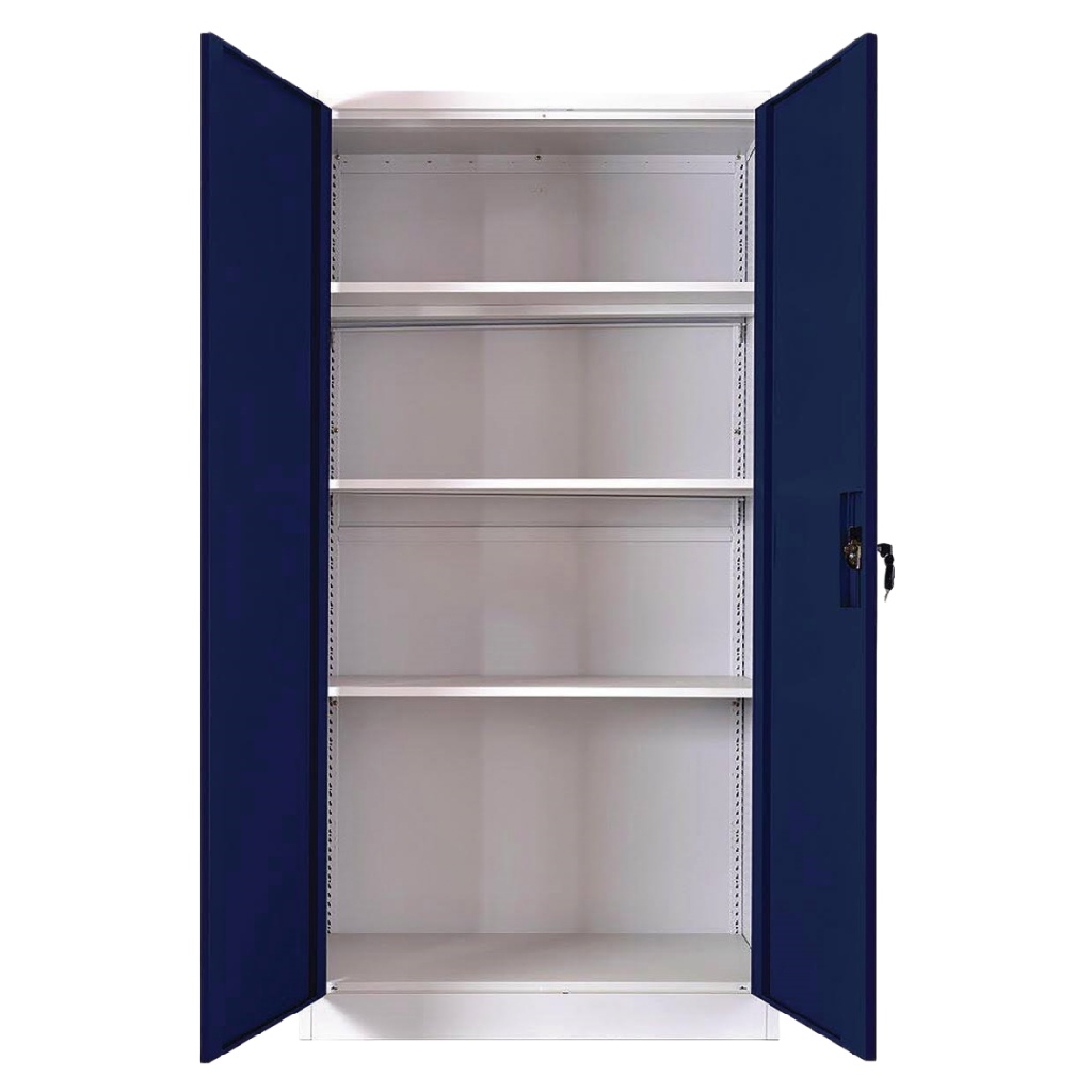 Armoire métallique 2 portes, bleu et gris