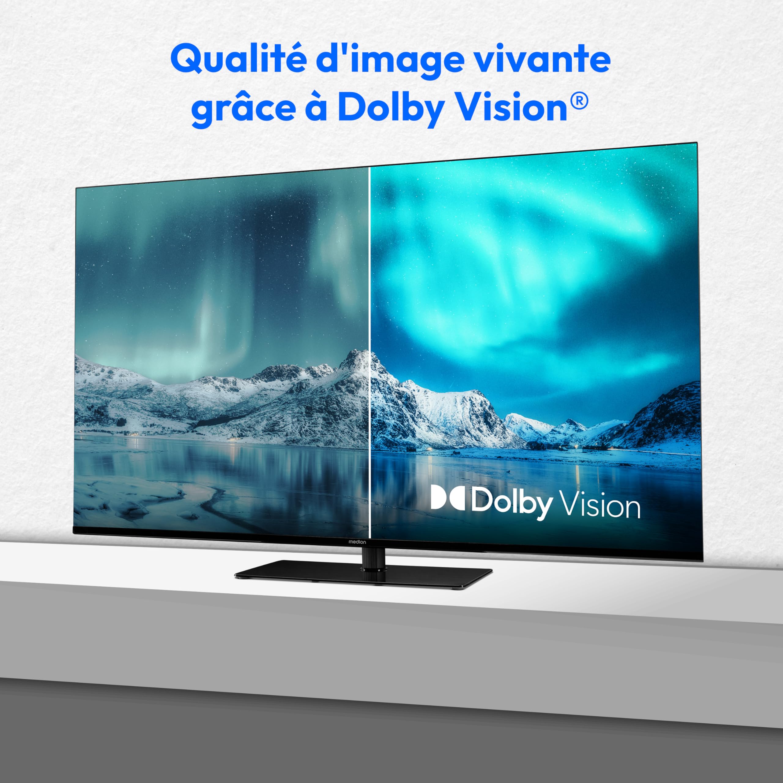 MEDION TV 55 Pouces (138,8 cm) Television (Smart TV, 4K, Dolby Vision HDR, Prime Video, Disney+, Dolby Atmos, DTS X, compatibles avec Google TV, PVR,