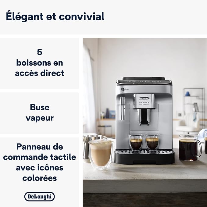 De'Longhi Magnifica Evo Cafetière à grains ECAM292.33.SB Argenté