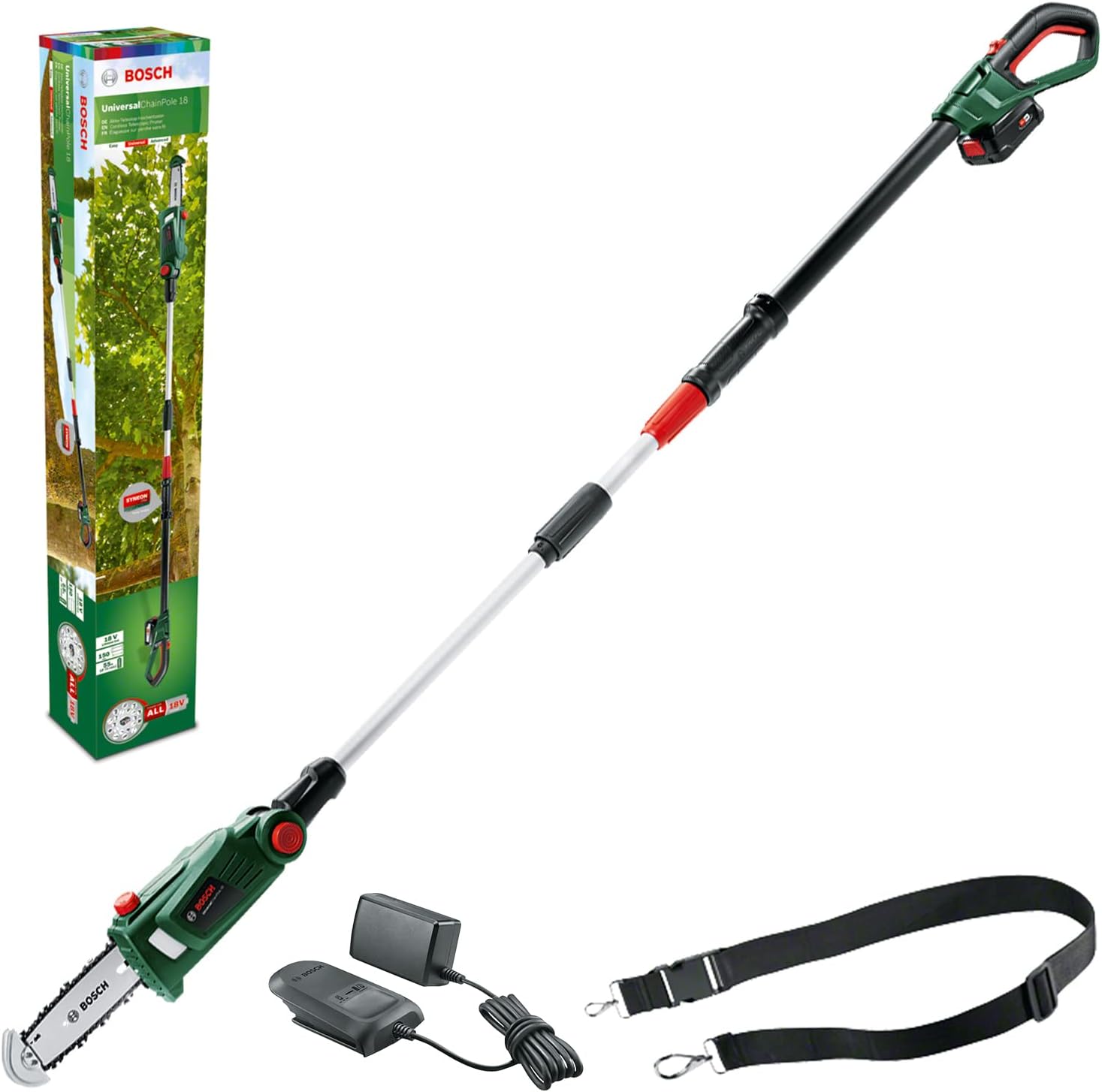 Bosch Home and Garden 06008B3170 Home and Garden UniversalChainPole 18 Cordless Telescopic Chainsaw with 18 V Lithium-Ion Battery