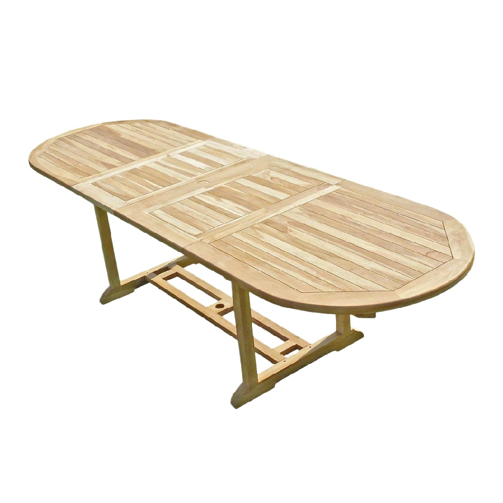 Table de jardin extensible en bois de teck – Forme ovale
