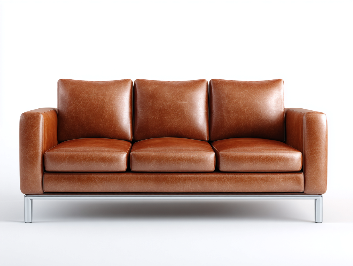 Canapé 3 places cuir 198x86x90 cm - marron clair - style moderne