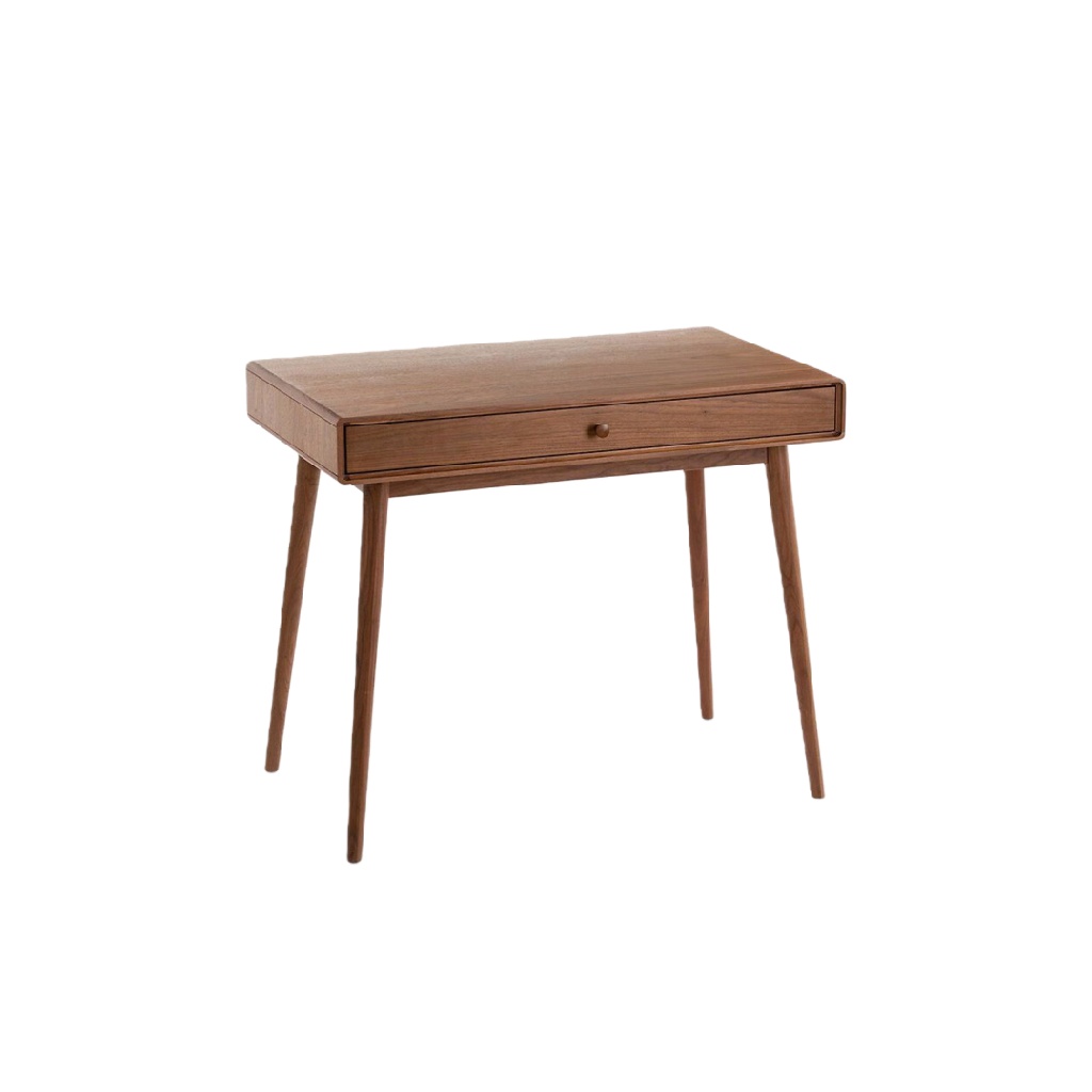 Bureau vintage en bois massif — Design minimaliste arrondi