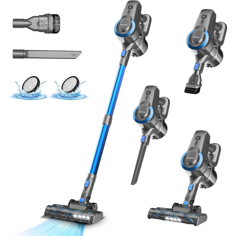 Aspirateur Balai sans Fil N300, 25KPa & 2 Vitesses, Aspirateur sans fil 175W, Aspirateur Léger, 50Min Autonomie, 6 en 1 Aspirateur Balai sans Sac pour Les Poils d'animaux, Tapis, Canapé, Voiture : Cuisine et Maison