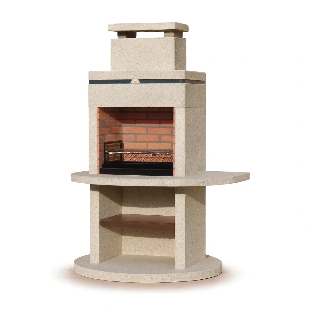 Barbecue en pierre réfractaire et brique beige