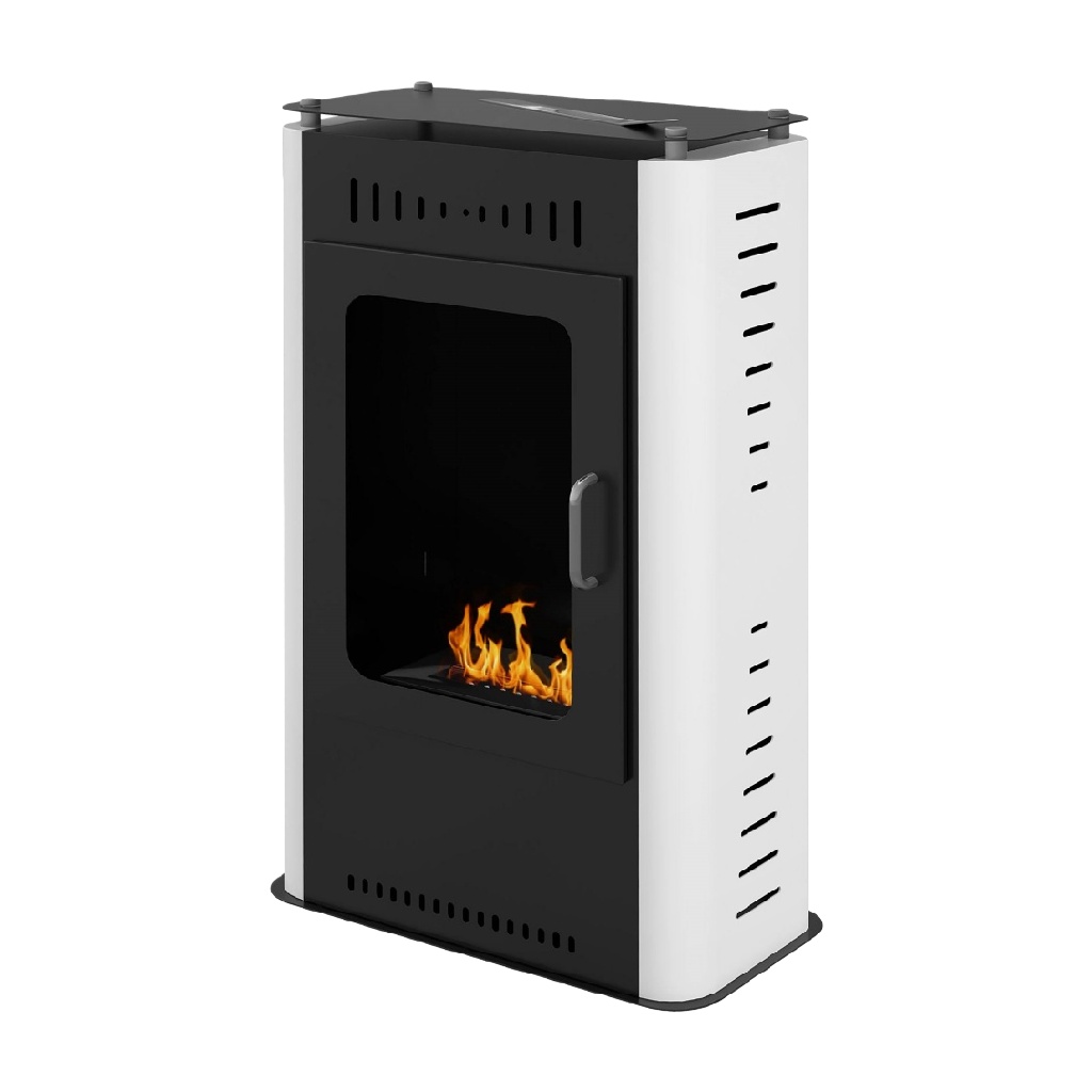 Poêle-cheminée au bioéthanol, acier & verre, noir/blanc