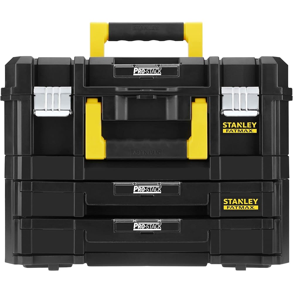Stanley FMST1-71981 Kit 2 Mallettes Modulable Tstak/Pro-Stack Gamme FATMAX - 21.5L - Corps en Polypropylène - Larges Attaches Métalliques Anti-Corrosion - Cadenassable : Bricolage