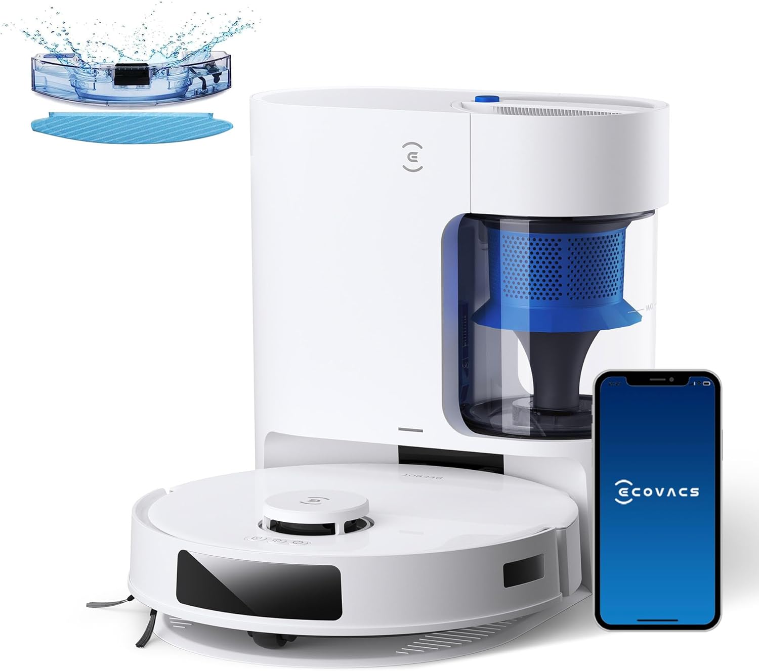 ECOVACS Aspirateur Robot DEEBOT N20 Plus, Robot Aspirateur Laveur 8000Pa avec vidange Automatique poussière, Nettoyage Autonome de 45 Jours, Batterie 300 Min, Anti-Tangle, Tapis et Poils d'animaux
