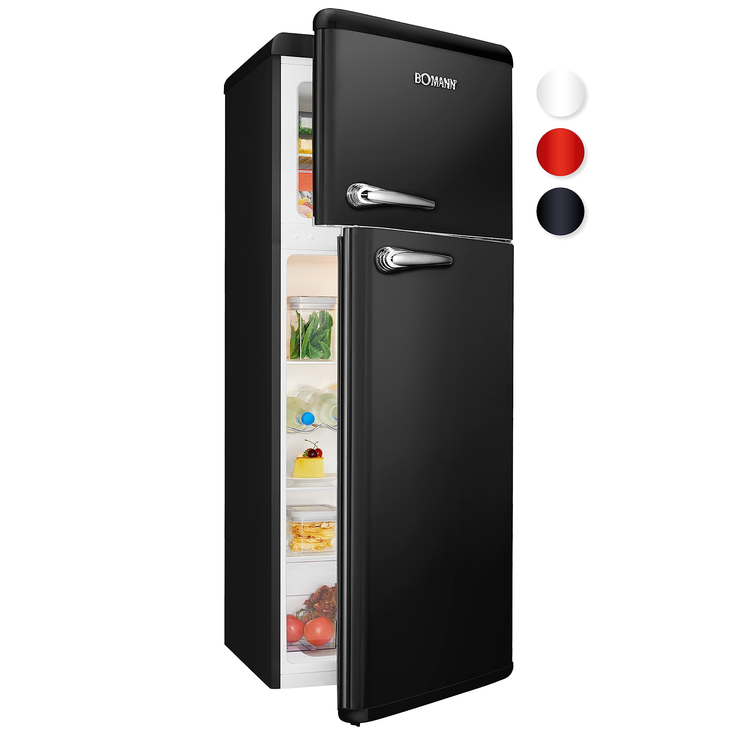 Bomann DTR 353 réfrigérateur-congélateur Autoportante 208 L E Noir, Argent