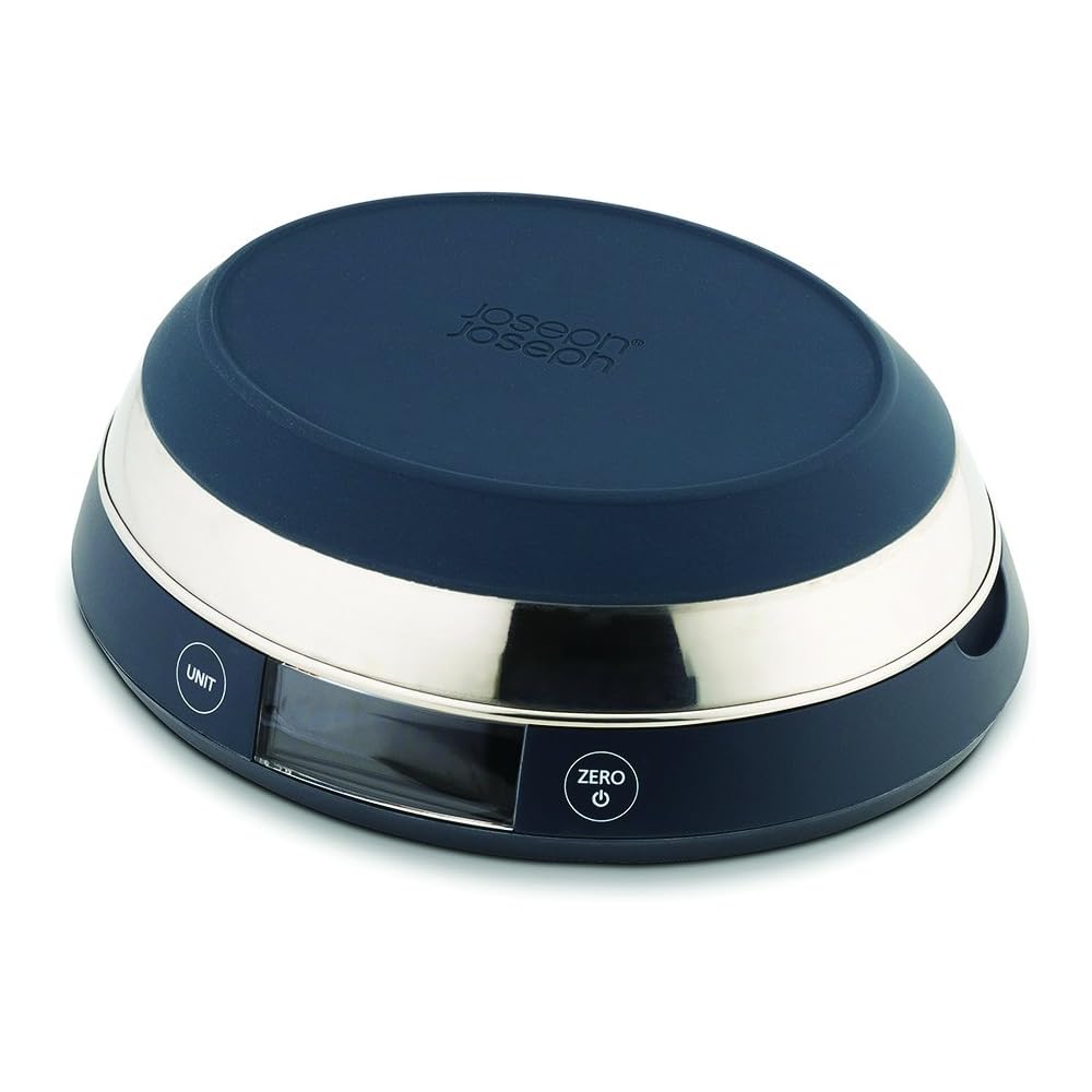 Joseph Joseph Balance numérique 2 en 1 avec couvercle réversible, capacité maximale de 5 kg, mesures métriques et impériales, affichage LCD, fonctionne sur piles - Gris : Cuisine et Maison