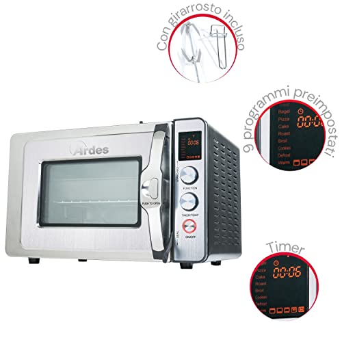 ARDES   Four à pression 30 Litres   Four à pression électrique avec 9 programmes de cuisson avec minuterie, double vitrage avec accessoires CARLOMAGNO AR6430PR : Cuisine et Maison